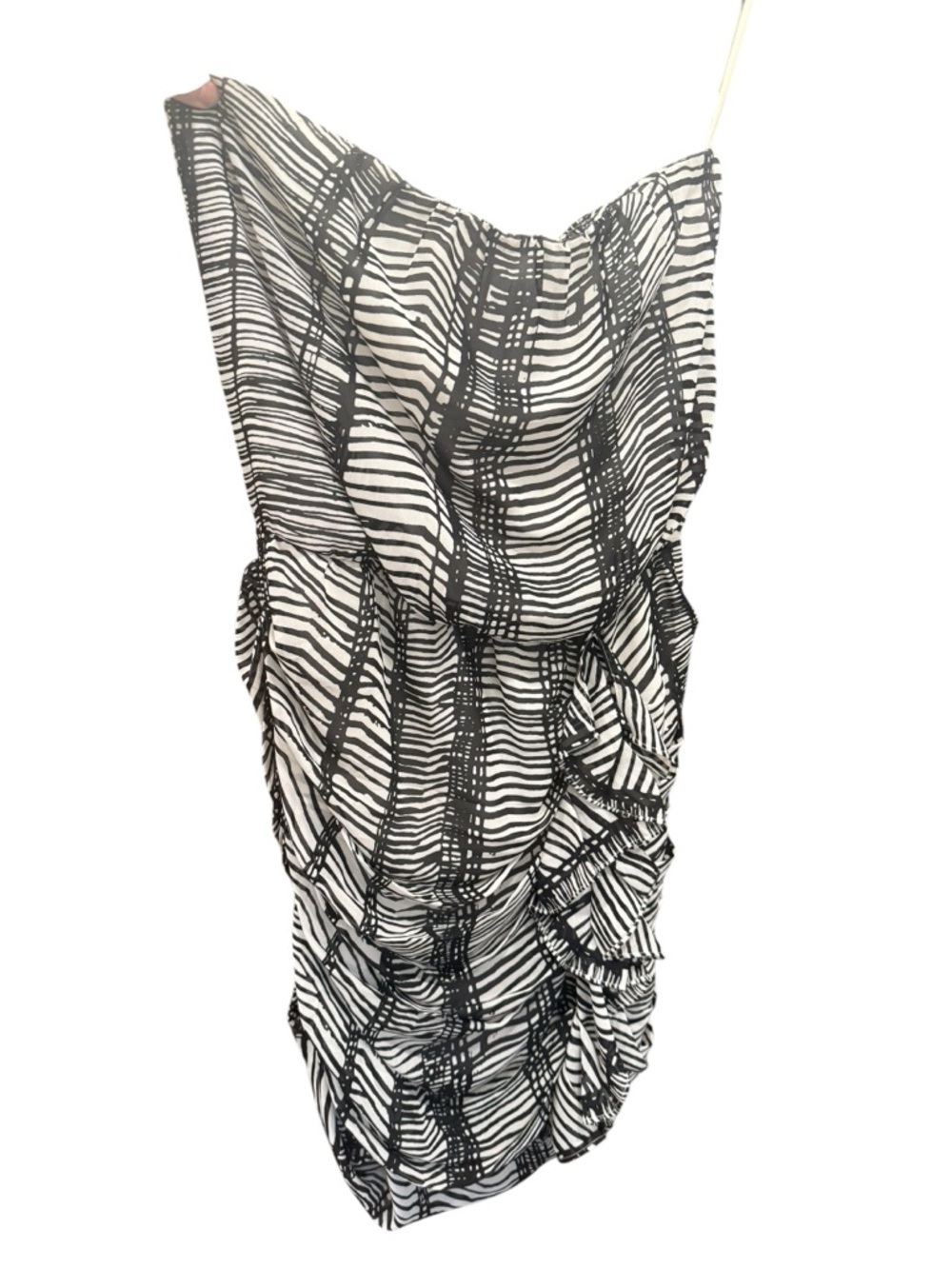 Strapless Black & White Ruched Women's Dress